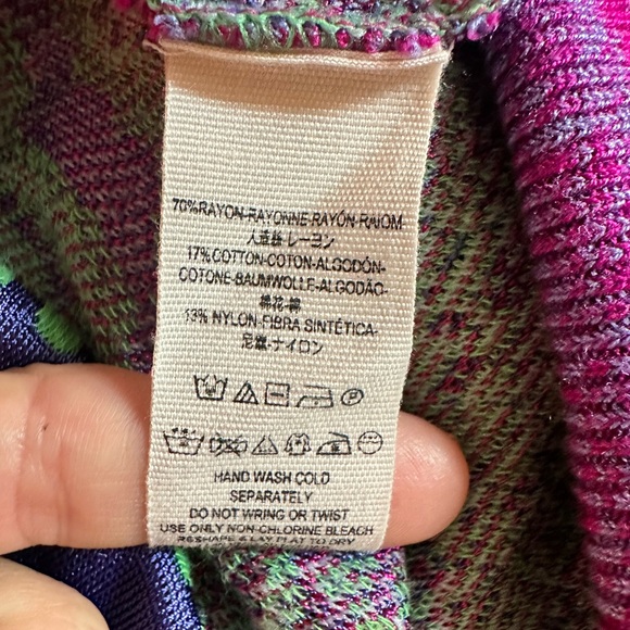 Free People Green & Purple Paisley Sweater size  S/P - Picture 7 of 9